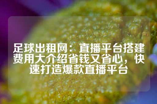 足球出租网：直播平台搭建费用大介绍省钱又省心，快速打造爆款直播平台