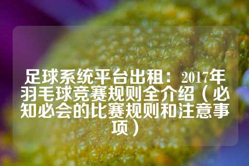 足球系统平台出租：2017年羽毛球竞赛规则全介绍（必知必会的比赛规则和注意事项）