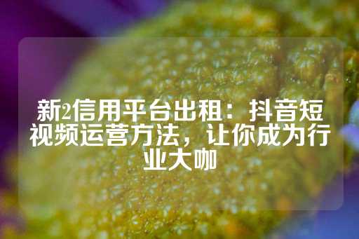 新2信用平台出租：抖音短视频运营方法，让你成为行业大咖-第1张图片-皇冠信用盘出租