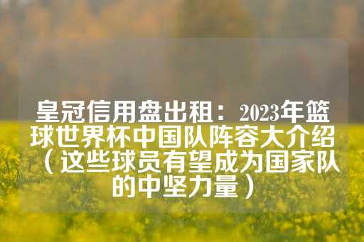 皇冠信用盘出租：2023年篮球世界杯中国队阵容大介绍（这些球员有望成为国家队的中坚力量）-第1张图片-皇冠信用盘出租