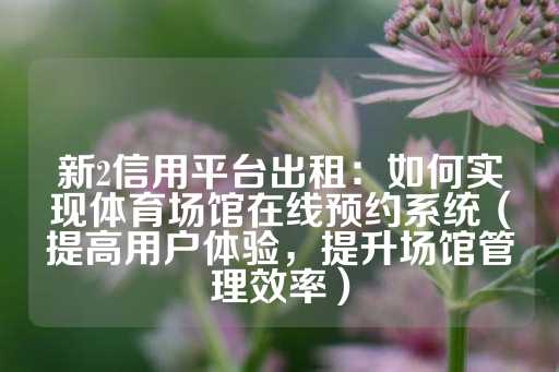 新2信用平台出租：如何实现体育场馆在线预约系统（提高用户体验，提升场馆管理效率）