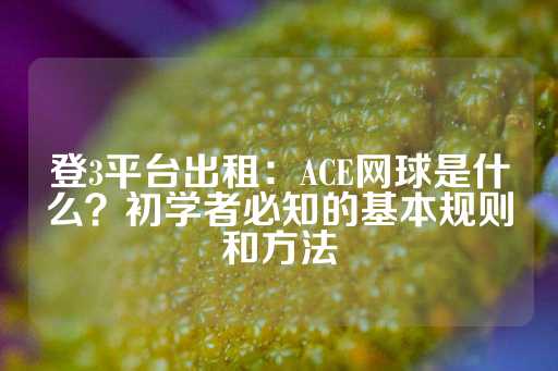 登3平台出租：ACE网球是什么？初学者必知的基本规则和方法