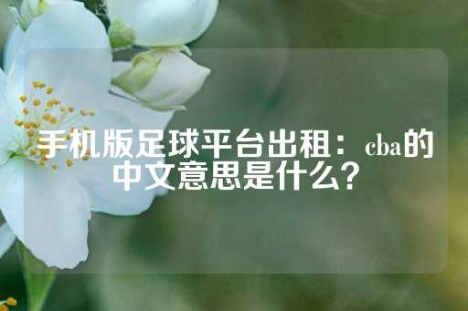 手机版足球平台出租：cba的中文意思是什么？-第1张图片-皇冠信用盘出租