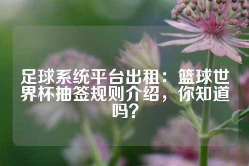 足球系统平台出租：篮球世界杯抽签规则介绍，你知道吗？-第1张图片-皇冠信用盘出租