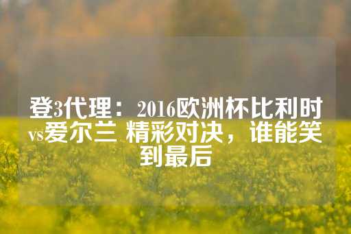 登3代理：2016欧洲杯比利时vs爱尔兰 精彩对决，谁能笑到最后