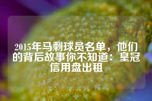 2015年马刺球员名单，他们的背后故事你不知道：皇冠信用盘出租