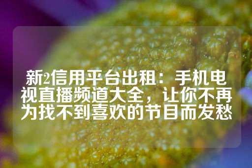 新2信用平台出租：手机电视直播频道大全，让你不再为找不到喜欢的节目而发愁