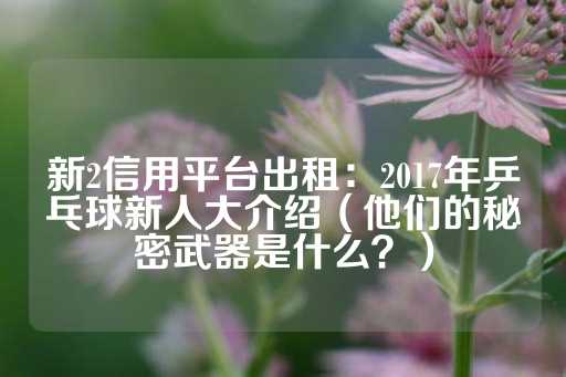 新2信用平台出租：2017年乒乓球新人大介绍（他们的秘密武器是什么？）