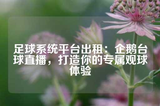 足球系统平台出租：企鹅台球直播，打造你的专属观球体验