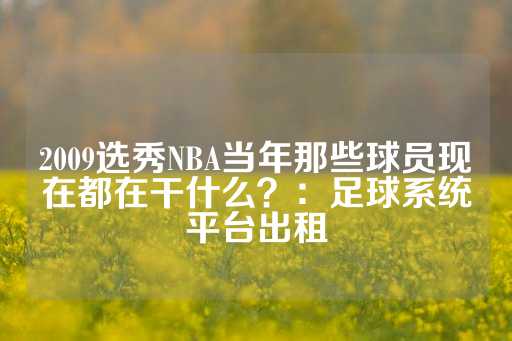 2009选秀NBA当年那些球员现在都在干什么？：足球系统平台出租-第1张图片-皇冠信用盘出租