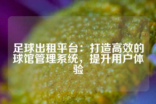 足球出租平台：打造高效的球馆管理系统，提升用户体验-第1张图片-皇冠信用盘出租