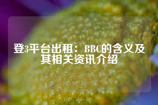 登3平台出租：BBC的含义及其相关资讯介绍-第1张图片-皇冠信用盘出租