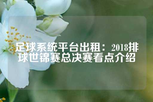 足球系统平台出租：2018排球世锦赛总决赛看点介绍-第1张图片-皇冠信用盘出租