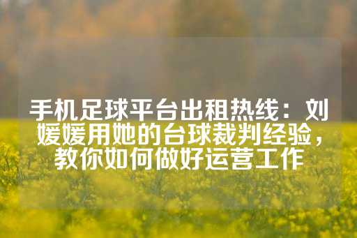 手机足球平台出租热线：刘媛媛用她的台球裁判经验，教你如何做好运营工作