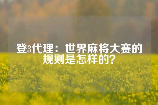 登3代理：世界麻将大赛的规则是怎样的？