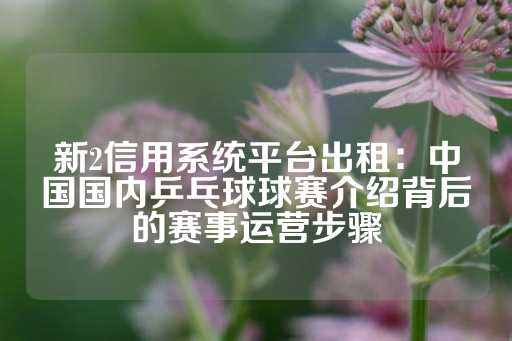 新2信用系统平台出租：中国国内乒乓球球赛介绍背后的赛事运营步骤-第1张图片-皇冠信用盘出租