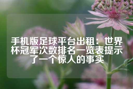 手机版足球平台出租：世界杯冠军次数排名一览表提示了一个惊人的事实-第1张图片-皇冠信用盘出租