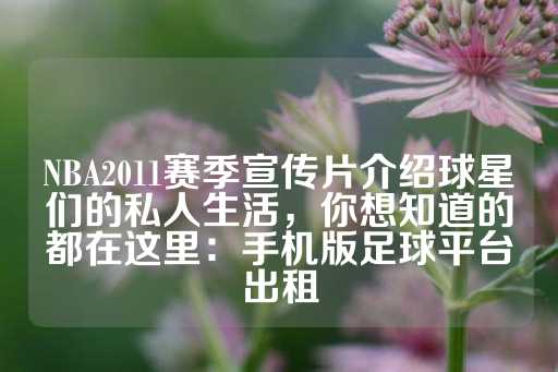 NBA2011赛季宣传片介绍球星们的私人生活，你想知道的都在这里：手机版足球平台出租-第1张图片-皇冠信用盘出租