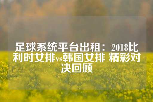 足球系统平台出租：2018比利时女排vs韩国女排 精彩对决回顾-第1张图片-皇冠信用盘出租