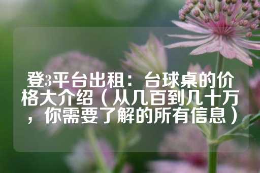 登3平台出租：台球桌的价格大介绍（从几百到几十万，你需要了解的所有信息）