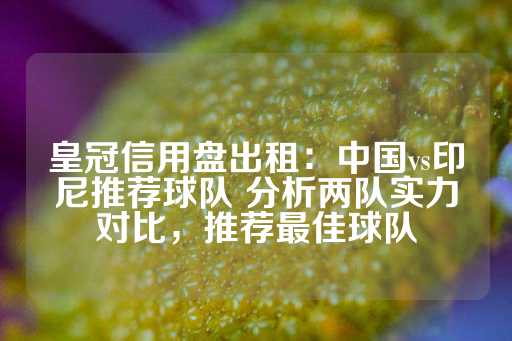 皇冠信用盘出租：中国vs印尼推荐球队 分析两队实力对比，推荐最佳球队-第1张图片-皇冠信用盘出租