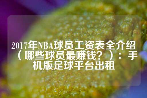 2017年NBA球员工资表全介绍（哪些球员最赚钱？）：手机版足球平台出租