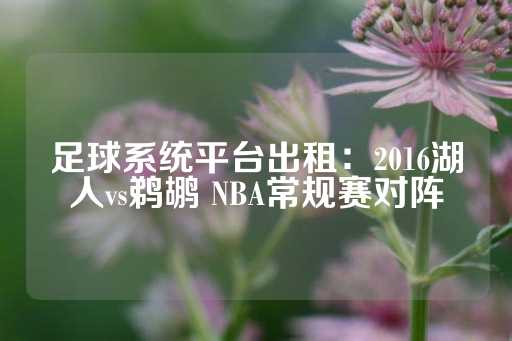 足球系统平台出租：2016湖人vs鹈鹕 NBA常规赛对阵-第1张图片-皇冠信用盘出租