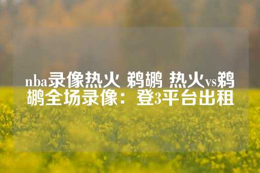 nba录像热火 鹈鹕 热火vs鹈鹕全场录像：登3平台出租-第1张图片-皇冠信用盘出租