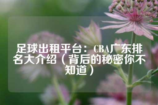 足球出租平台：CBA广东排名大介绍（背后的秘密你不知道）