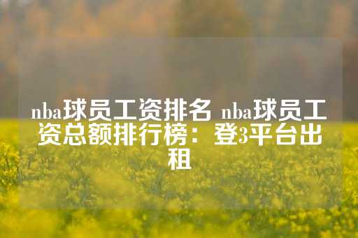 nba球员工资排名 nba球员工资总额排行榜：登3平台出租-第1张图片-皇冠信用盘出租