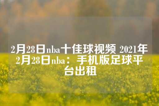 2月28日nba十佳球视频 2021年2月28日nba：手机版足球平台出租-第1张图片-皇冠信用盘出租