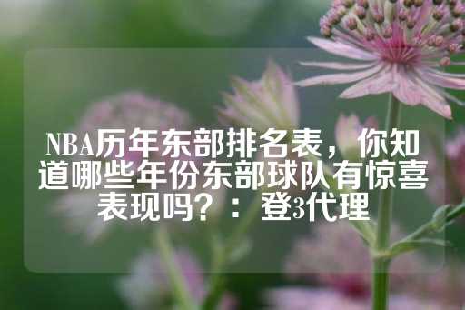 NBA历年东部排名表，你知道哪些年份东部球队有惊喜表现吗？：登3代理