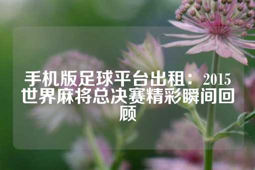 手机版足球平台出租：2015世界麻将总决赛精彩瞬间回顾-第1张图片-皇冠信用盘出租