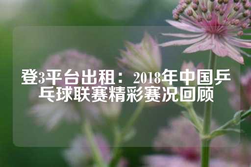 登3平台出租：2018年中国乒乓球联赛精彩赛况回顾