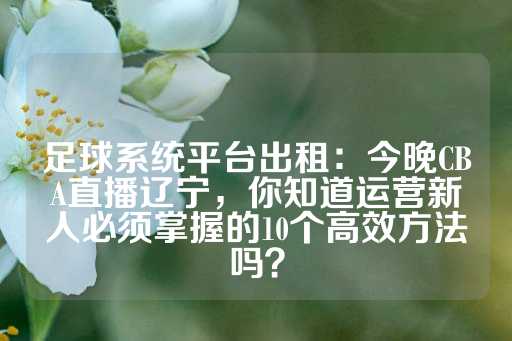 足球系统平台出租：今晚CBA直播辽宁，你知道运营新人必须掌握的10个高效方法吗？