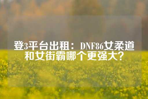 登3平台出租：DNF86女柔道和女街霸哪个更强大？-第1张图片-皇冠信用盘出租