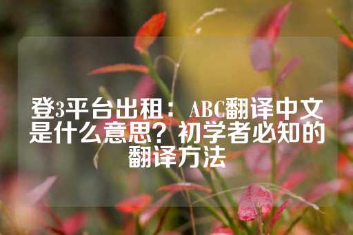 登3平台出租：ABC翻译中文是什么意思？初学者必知的翻译方法