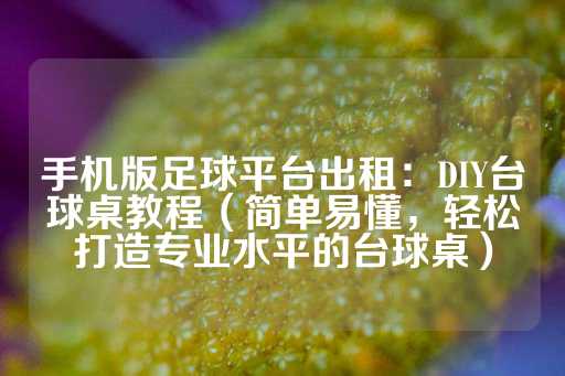 手机版足球平台出租：DIY台球桌教程（简单易懂，轻松打造专业水平的台球桌）