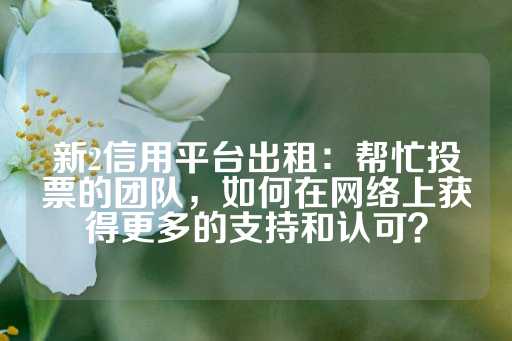 新2信用平台出租：帮忙投票的团队，如何在网络上获得更多的支持和认可？-第1张图片-皇冠信用盘出租