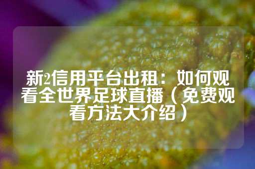 新2信用平台出租：如何观看全世界足球直播（免费观看方法大介绍）-第1张图片-皇冠信用盘出租