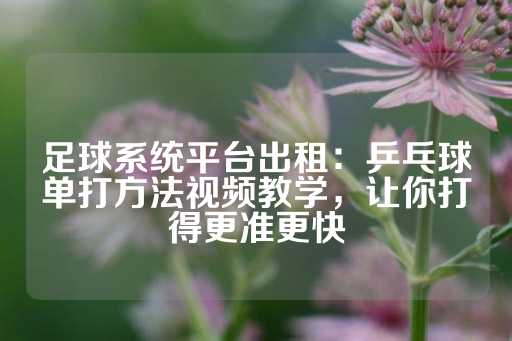 足球系统平台出租：乒乓球单打方法视频教学，让你打得更准更快-第1张图片-皇冠信用盘出租