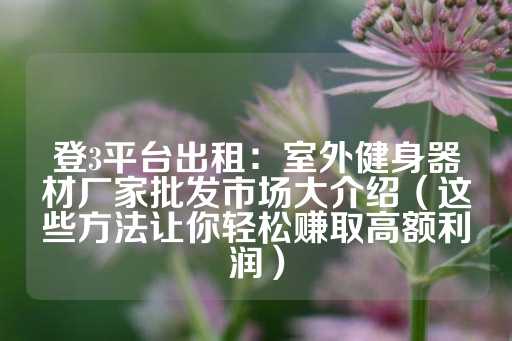 登3平台出租：室外健身器材厂家批发市场大介绍（这些方法让你轻松赚取高额利润）