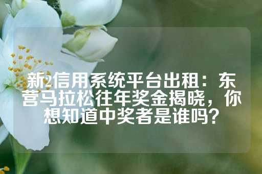 新2信用系统平台出租：东营马拉松往年奖金揭晓，你想知道中奖者是谁吗？-第1张图片-皇冠信用盘出租