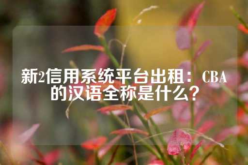 新2信用系统平台出租：CBA的汉语全称是什么？