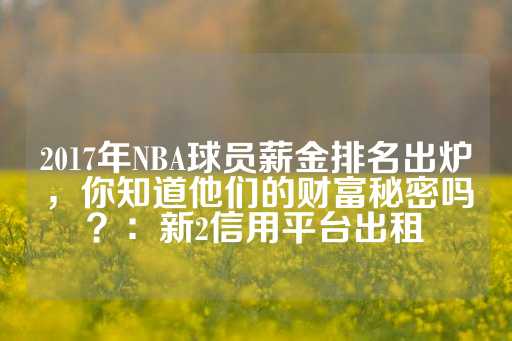 2017年NBA球员薪金排名出炉，你知道他们的财富秘密吗？：新2信用平台出租