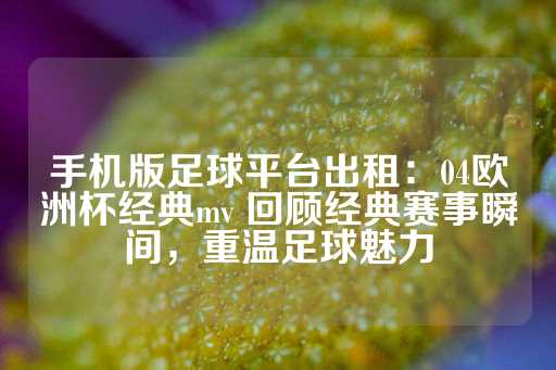 手机版足球平台出租：04欧洲杯经典mv 回顾经典赛事瞬间，重温足球魅力