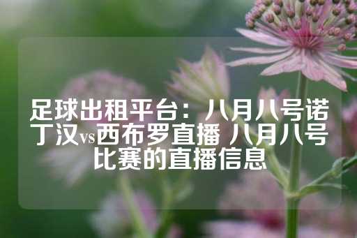 足球出租平台：八月八号诺丁汉vs西布罗直播 八月八号比赛的直播信息-第1张图片-皇冠信用盘出租