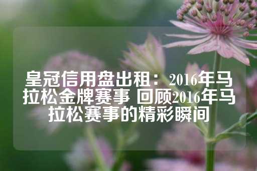 皇冠信用盘出租：2016年马拉松金牌赛事 回顾2016年马拉松赛事的精彩瞬间-第1张图片-皇冠信用盘出租