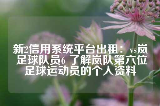 新2信用系统平台出租：vs岚 足球队员6 了解岚队第六位足球运动员的个人资料