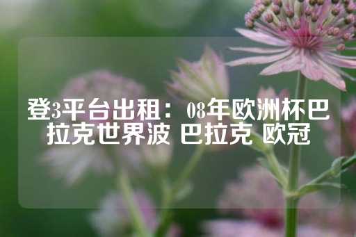 登3平台出租：08年欧洲杯巴拉克世界波 巴拉克 欧冠-第1张图片-皇冠信用盘出租